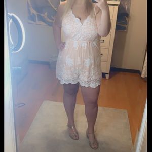 Pink lace romper